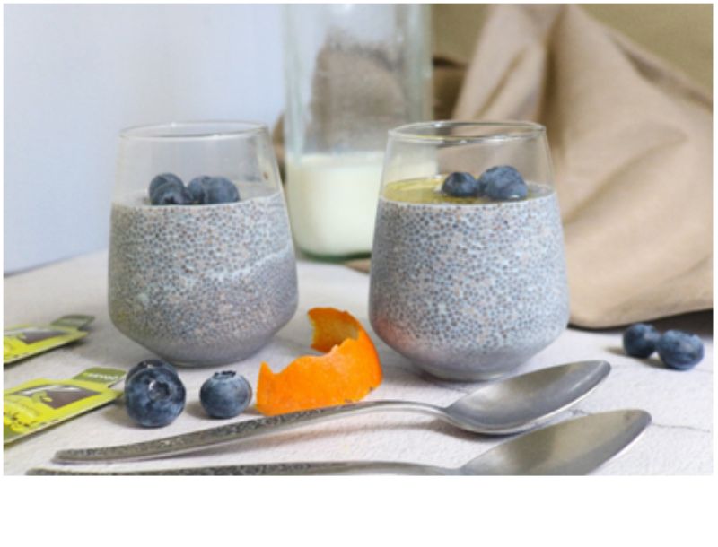 Chia Pudding With Coconut Milk, Blueberries And Olive Oil