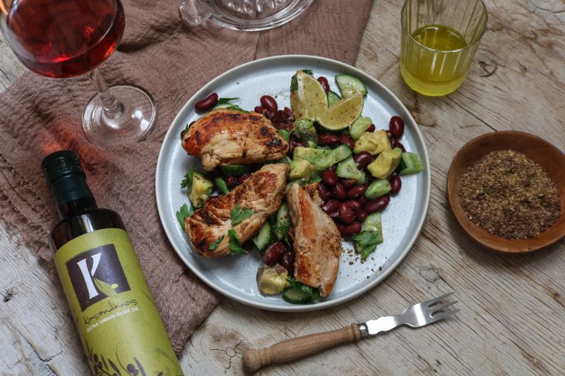 Chicken and Beans Salad with Avocado and Cucumber