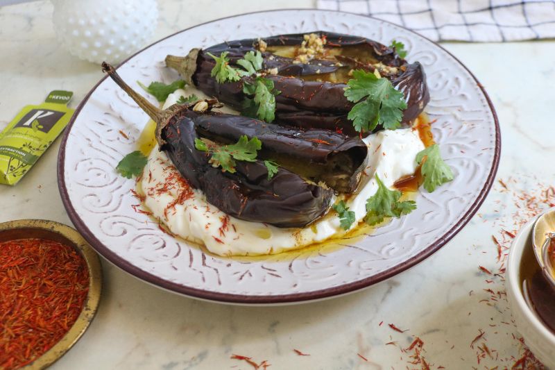 Spiced Eggplants With Saffron Olive Oil