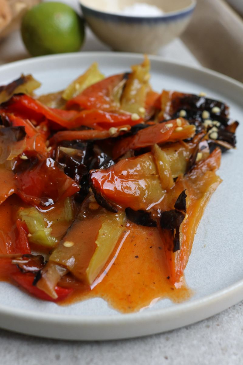 Roasted Peppers With Chipotle Honey Dressing