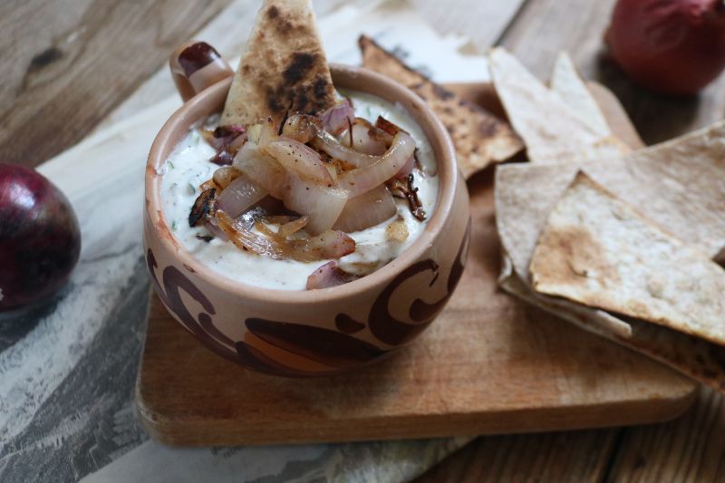 French Onion Dip with Greek Yoghurt & Olive Oil
