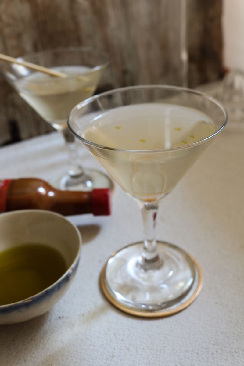 Spicy Vodka Martini with Olive Oil
