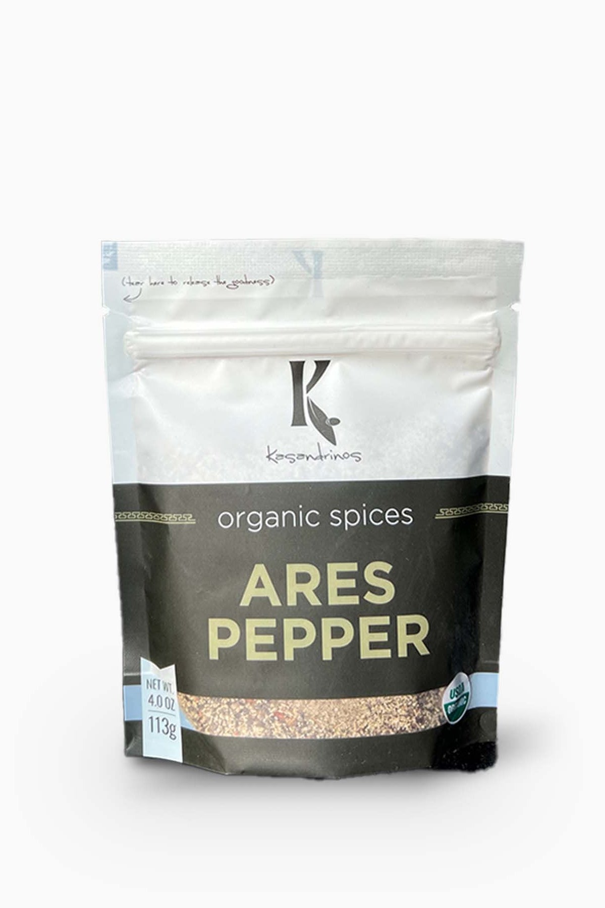 Package of Ares Pepper organic spices on a white background